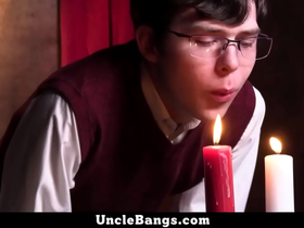 Catholic boy notices that has a boner which leads him to get on his knees to suck it - unclebangs